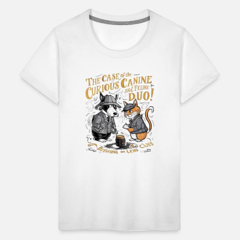 cat and dog detective case kids SHIRT gift