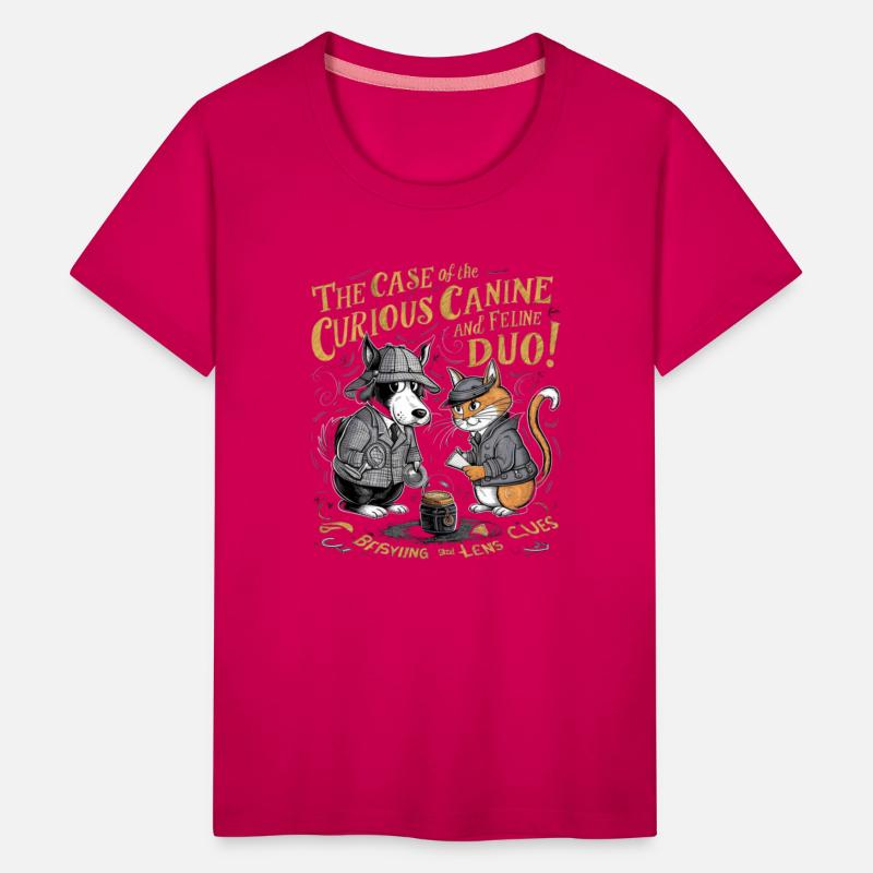 cat and dog detective case kids SHIRT gift