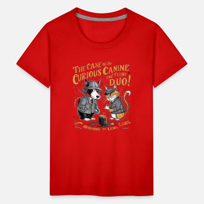 cat and dog detective case kids SHIRT gift