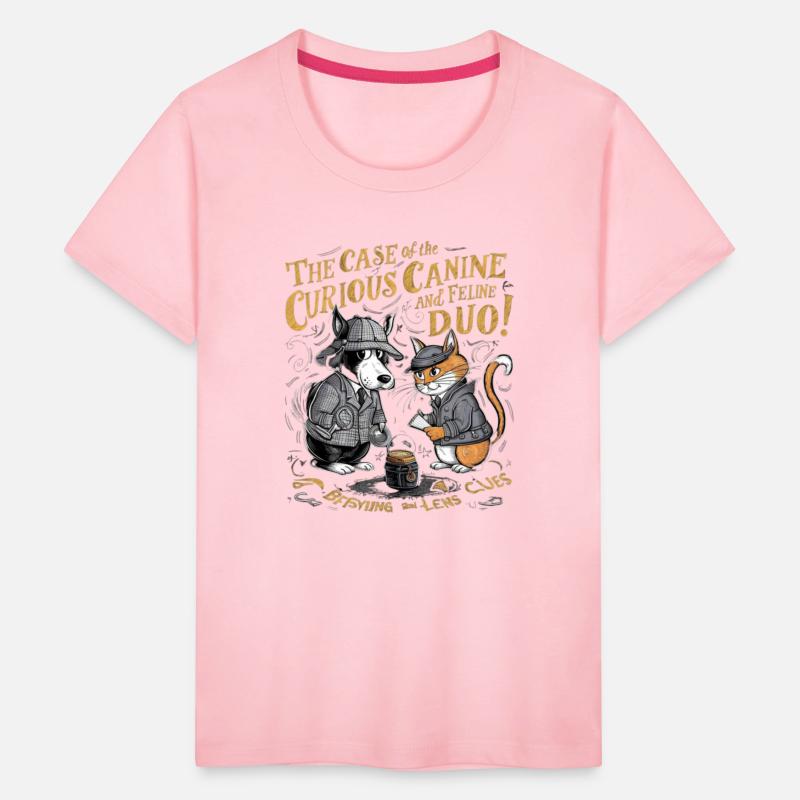 cat and dog detective case kids SHIRT gift