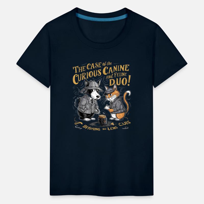 cat and dog detective case kids SHIRT gift