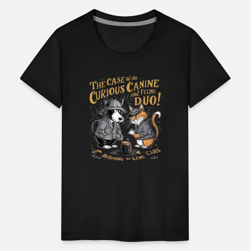 cat and dog detective case kids SHIRT gift