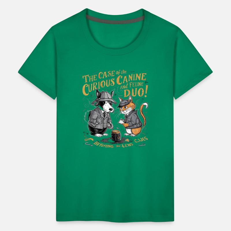 cat and dog detective case kids SHIRT gift