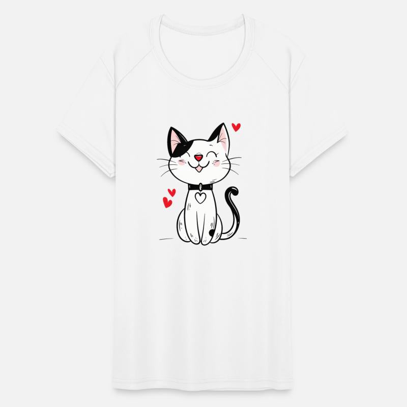 Cat Outline Cute Smiling Cat with Heart Collar