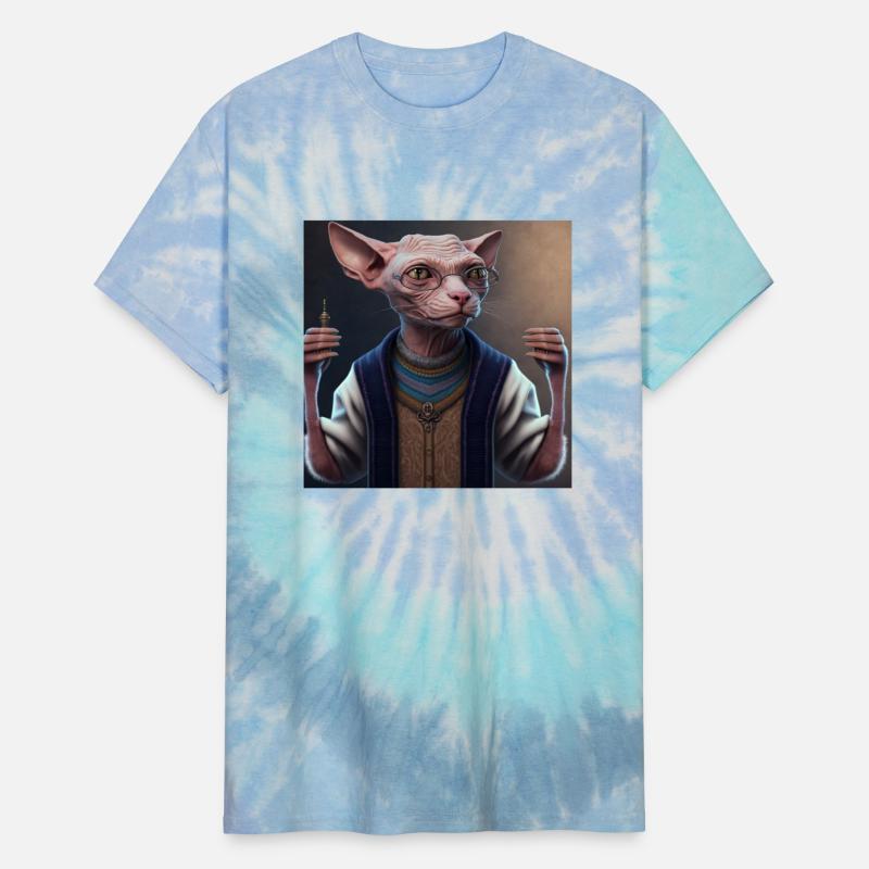 Cat sphynx cat wearing glasses and a sweater