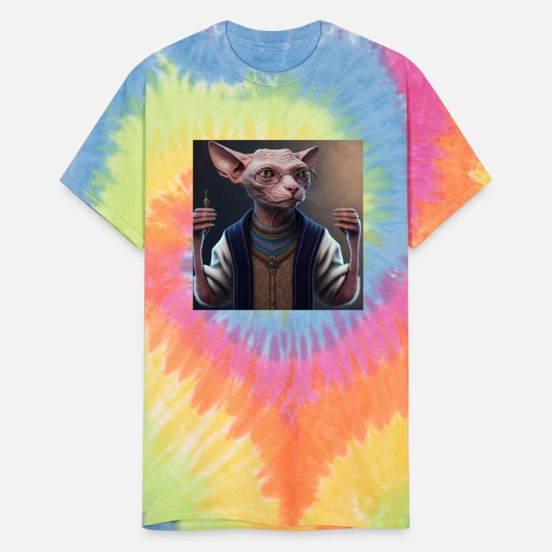 Cat sphynx cat wearing glasses and a sweater