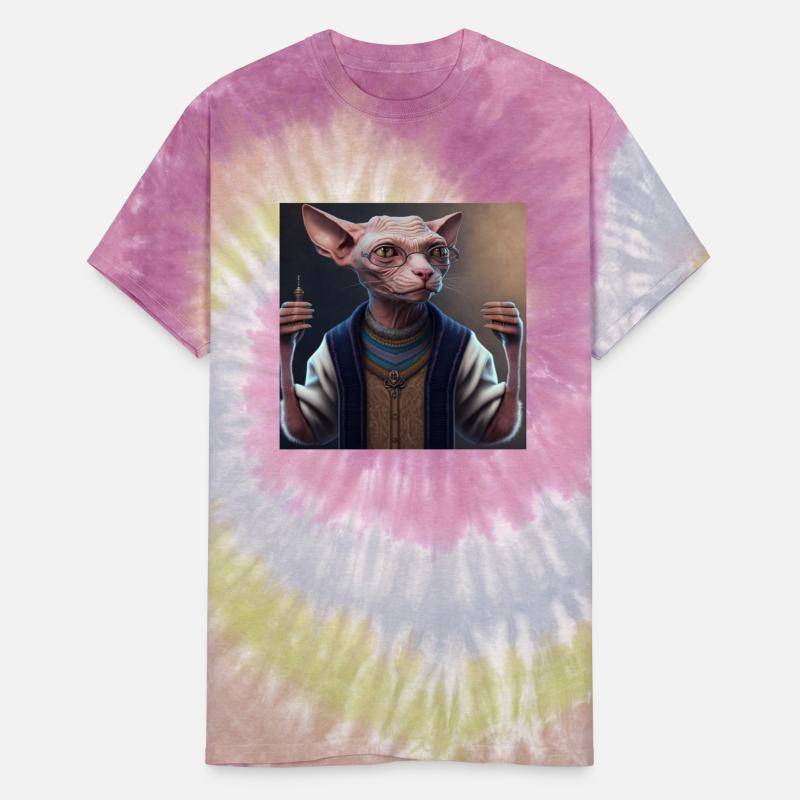 Cat sphynx cat wearing glasses and a sweater