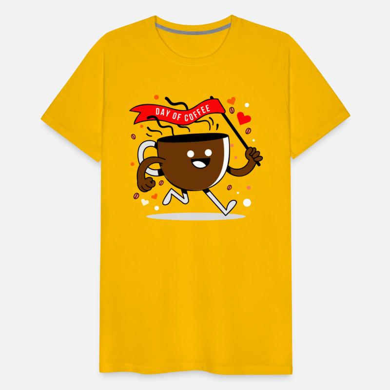 Coffee day, cup of coffee running with a red flag