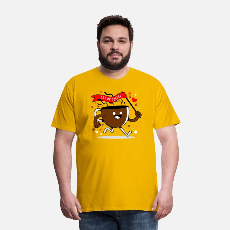 Coffee day, cup of coffee running with a red flag