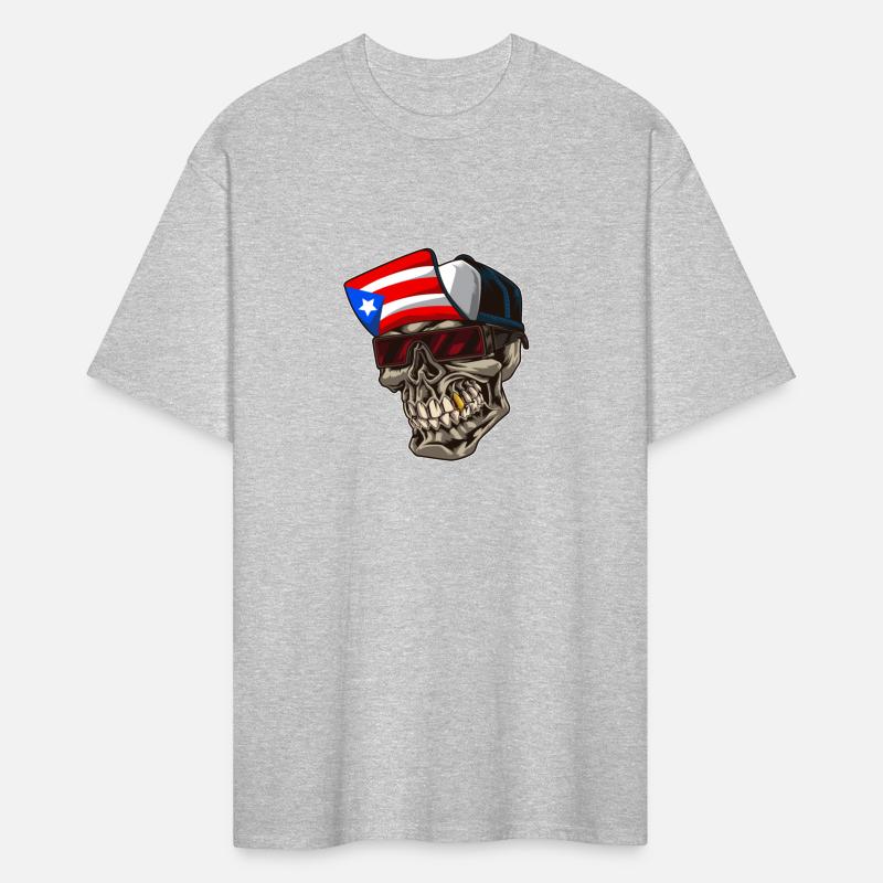 Cool Puerto Rico Skull With Cap and Boricua Flag