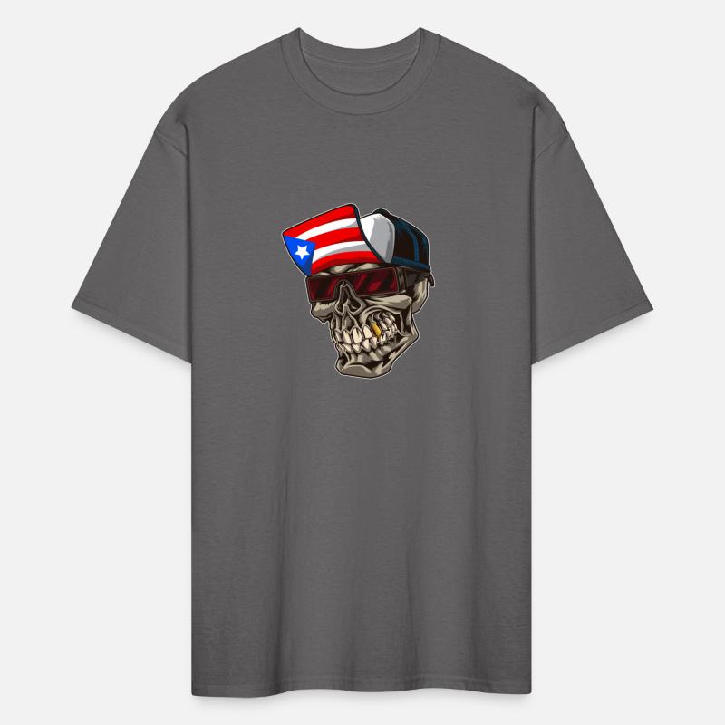 Cool Puerto Rico Skull With Cap and Boricua Flag
