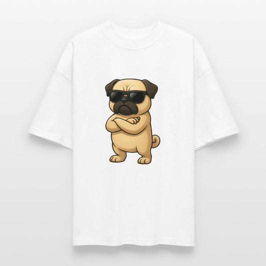 Cool pug cartoon gamer with crossed arms