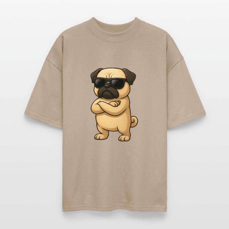 Cool pug cartoon gamer with crossed arms