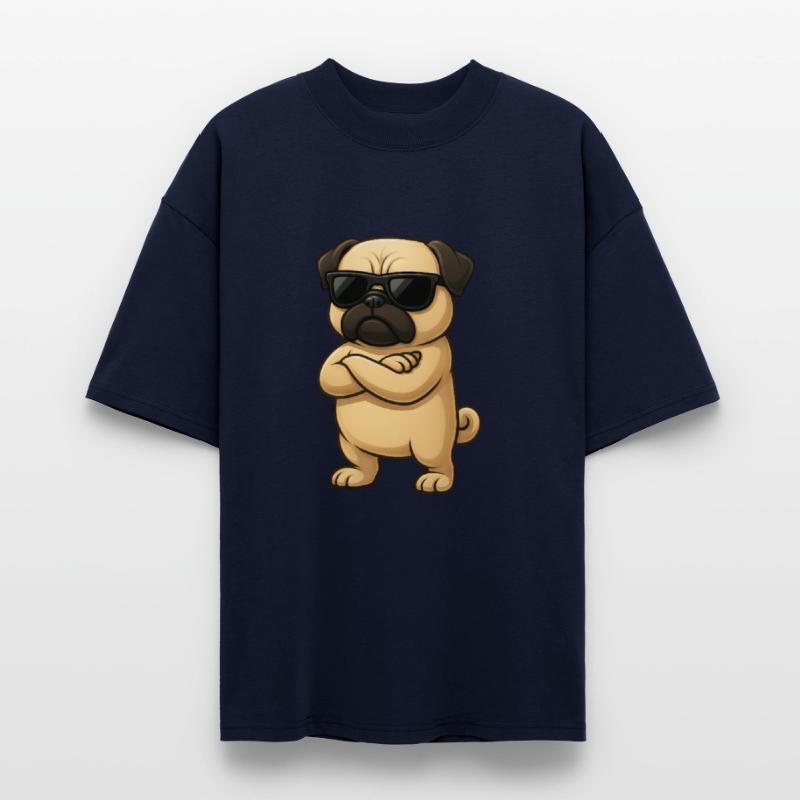 Cool pug cartoon gamer with crossed arms