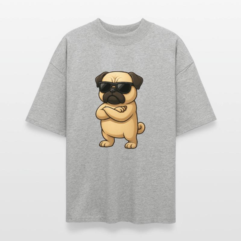Cool pug cartoon gamer with crossed arms