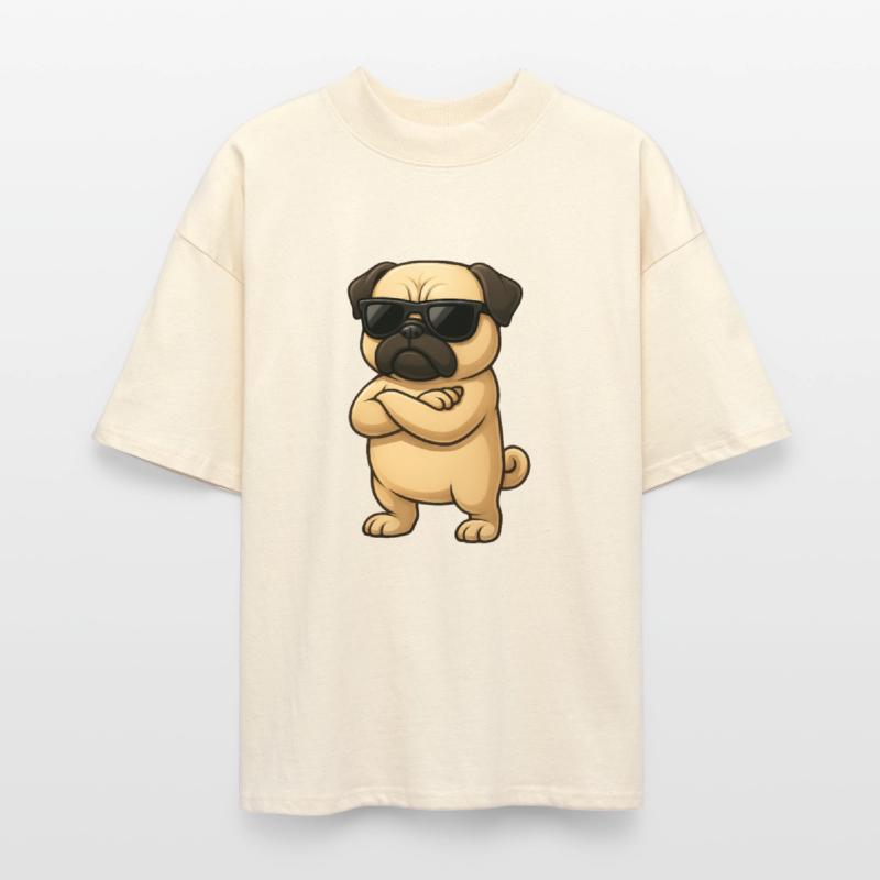 Cool pug cartoon gamer with crossed arms