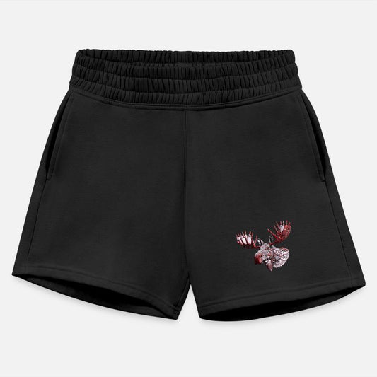 Crimson Antler Moose Pebble Art Illustration