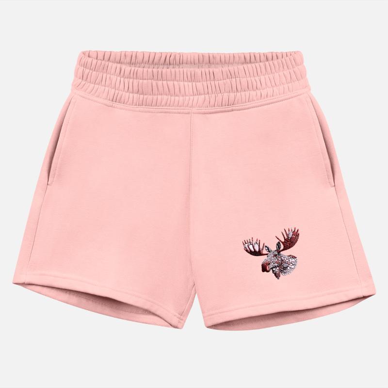 Crimson Antler Moose Pebble Art Illustration