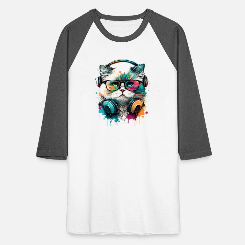 cute cat wearing glasses and headset fun colorful