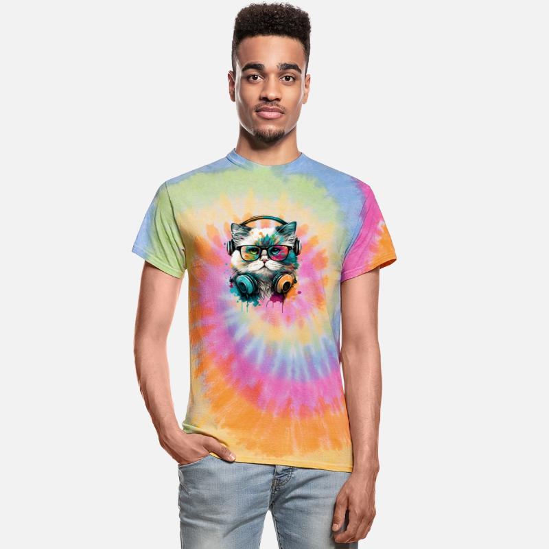 cute cat wearing glasses and headset fun colorful