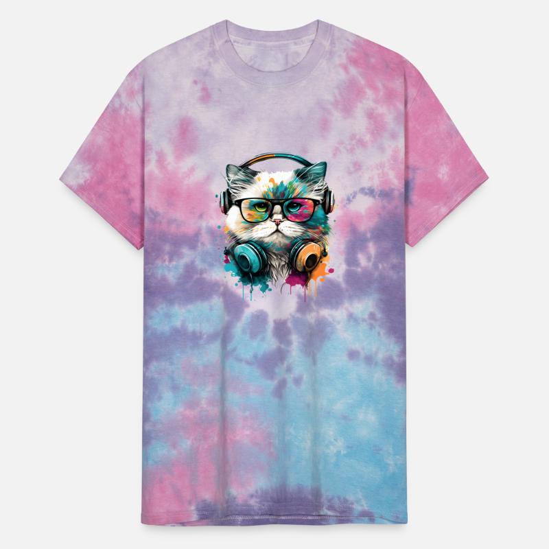 cute cat wearing glasses and headset fun colorful