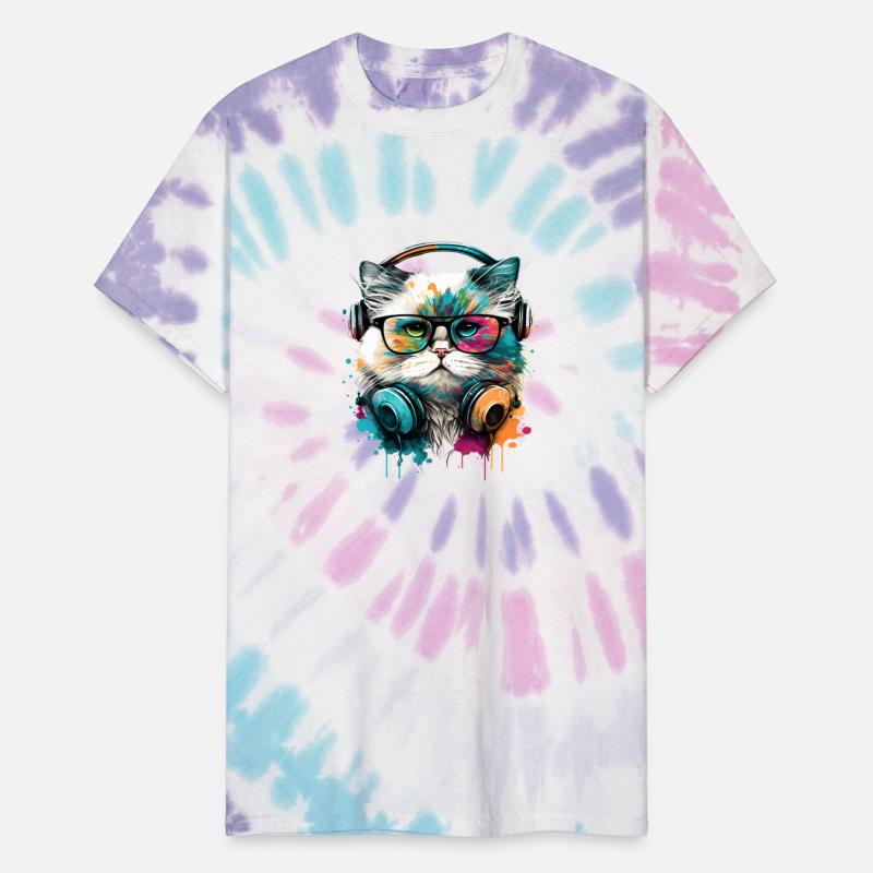 cute cat wearing glasses and headset fun colorful