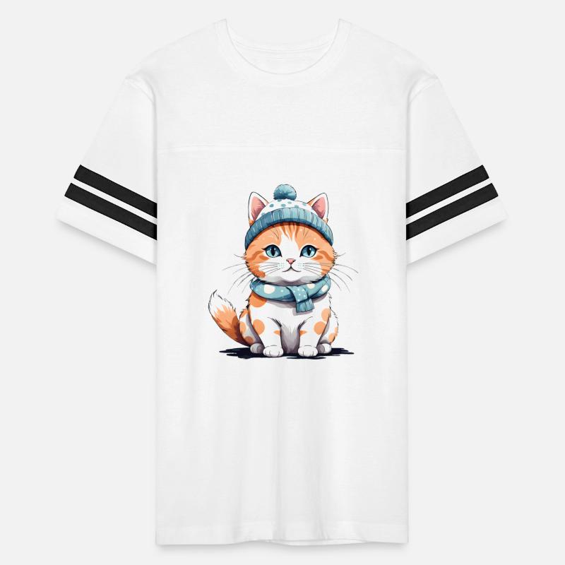 Cute cat with a blue bobble hat