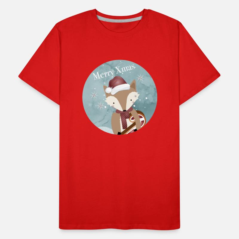 cute fox for Christmas with Santa hat