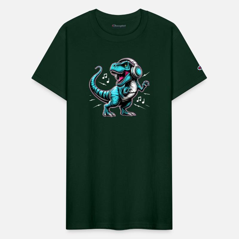 Dancing Tyrannosaurus Rex with Headphone