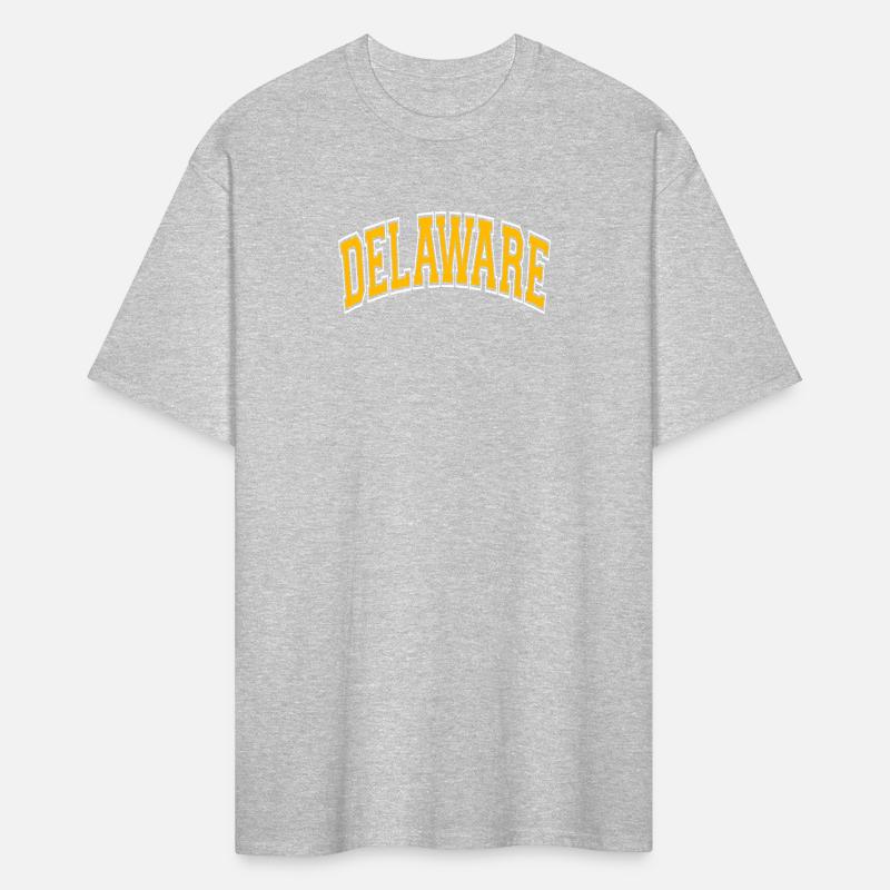 Delaware Varsity Style Amber Text