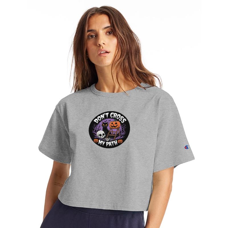 Don't Cross My Path Black Cat Skulls Pumpkins