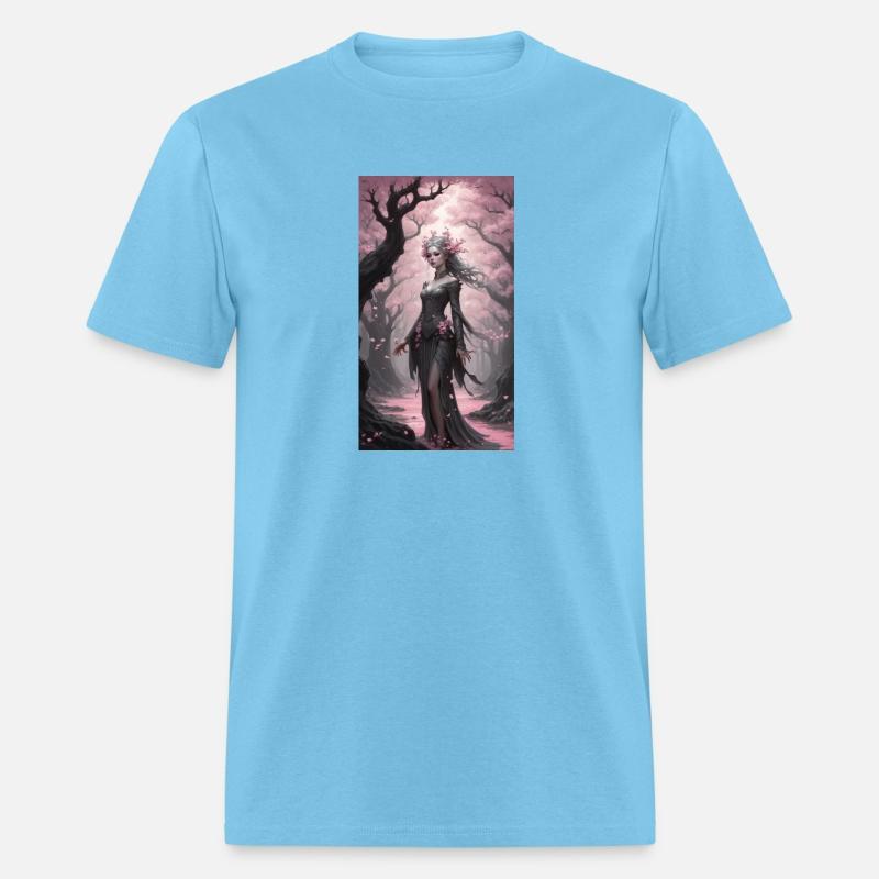 dryad in the cherry blossom woods on black canvas