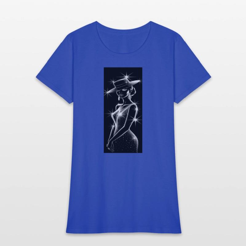 Elegant Night Diva in Sparkling Hat and Dress