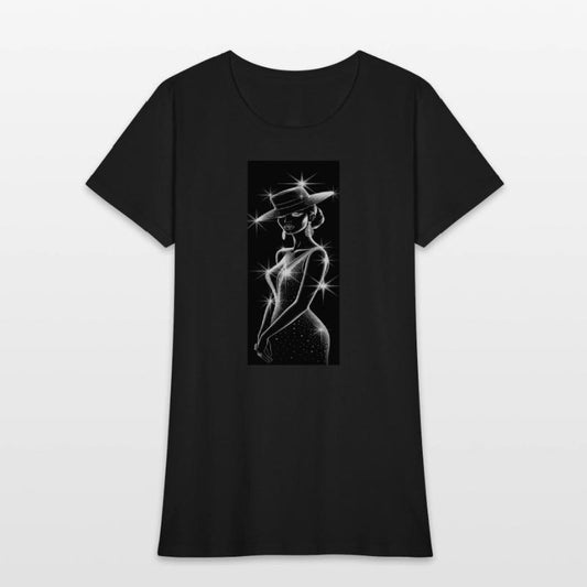 Elegant Night Diva in Sparkling Hat and Dress