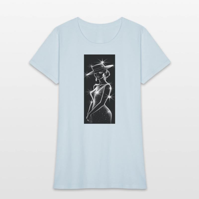 Elegant Night Diva in Sparkling Hat and Dress