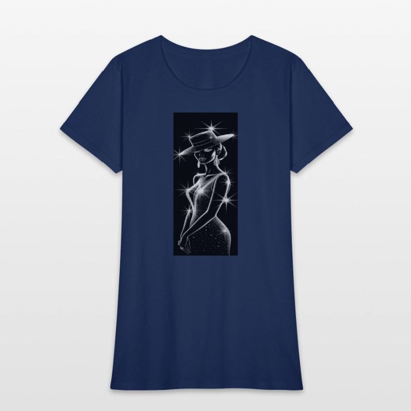 Elegant Night Diva in Sparkling Hat and Dress