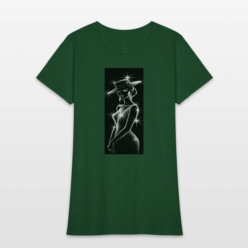 Elegant Night Diva in Sparkling Hat and Dress