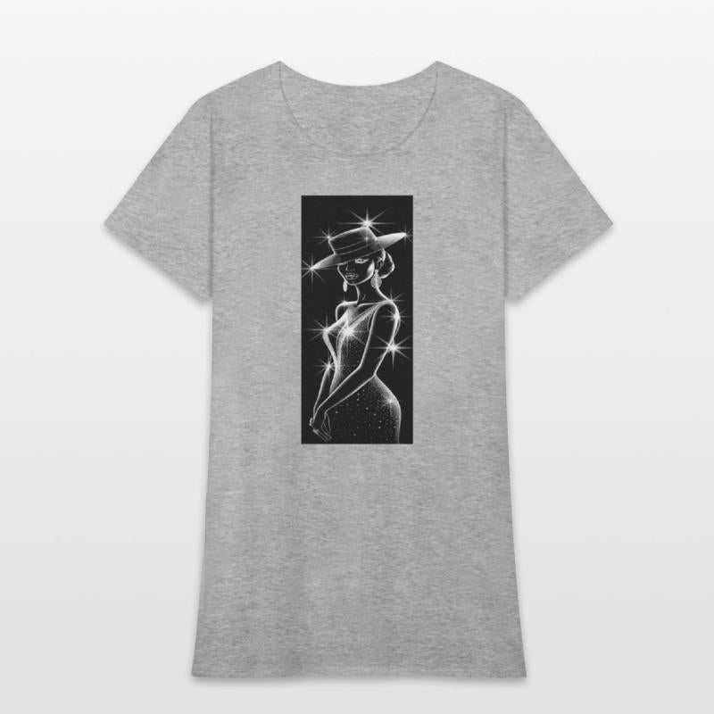 Elegant Night Diva in Sparkling Hat and Dress