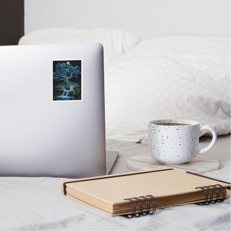 Ethereal Moonlit Waterfall Tree