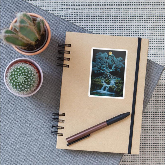 Ethereal Moonlit Waterfall Tree