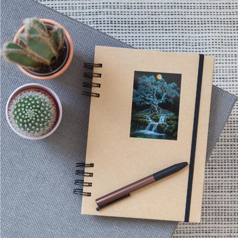 Ethereal Moonlit Waterfall Tree