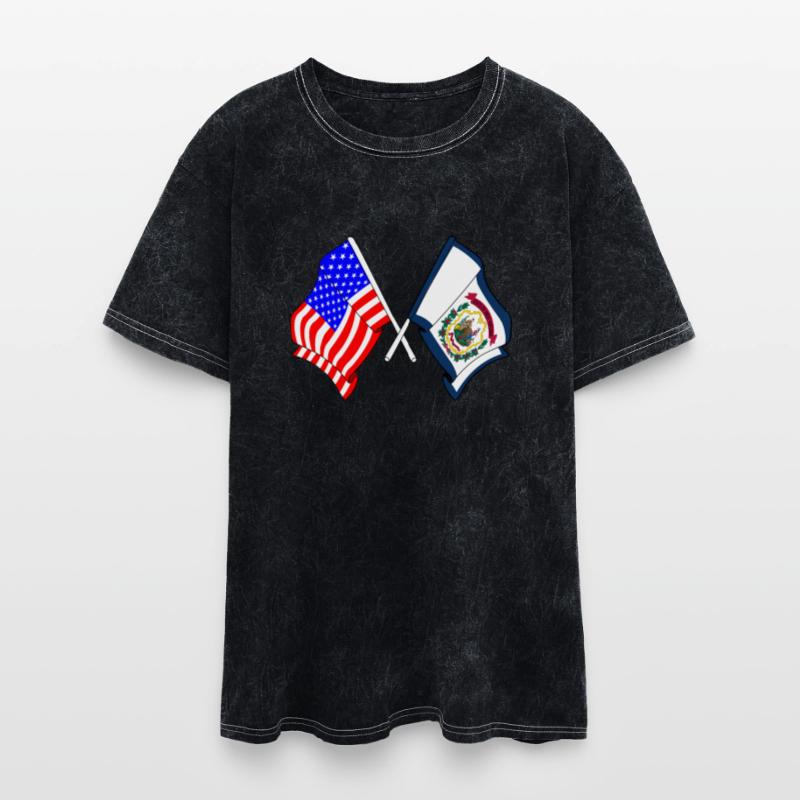 Flag USA and state West Virginia crossed