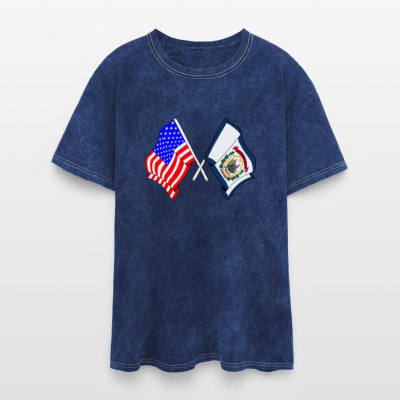 Flag USA and state West Virginia crossed