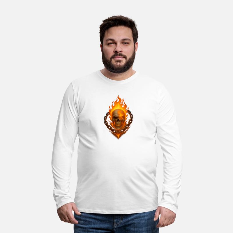 Flaming Skull with Burning Chain