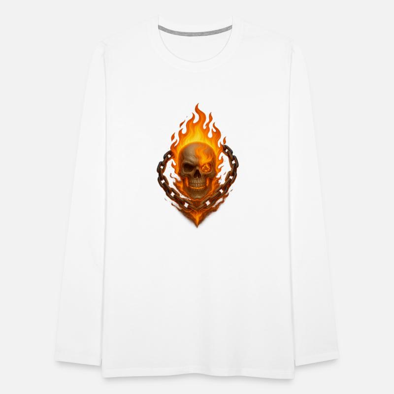 Flaming Skull with Burning Chain