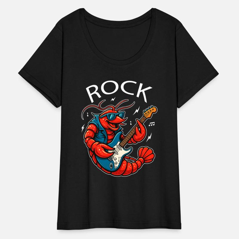 Funny Rock Lobster Playing Electric Guitar Cartoon