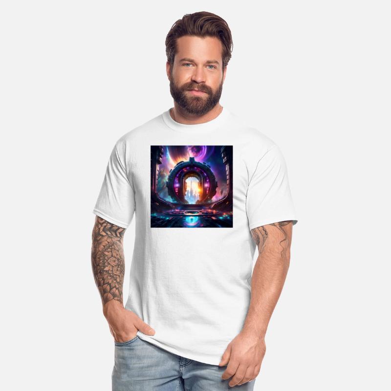 Future Portal Space Gateway with Cosmic Sky