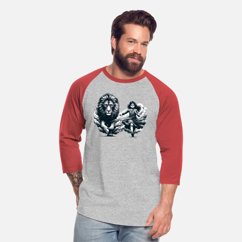 "Graceful Harmony: Girl Running with Lion in Gray