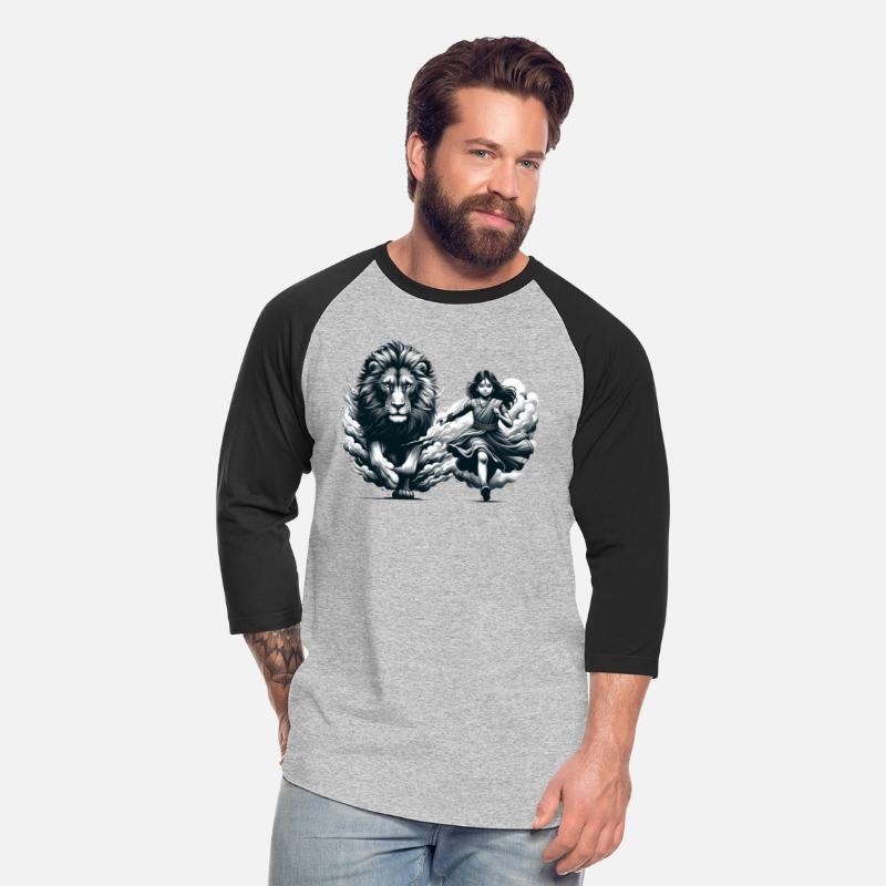 "Graceful Harmony: Girl Running with Lion in Gray