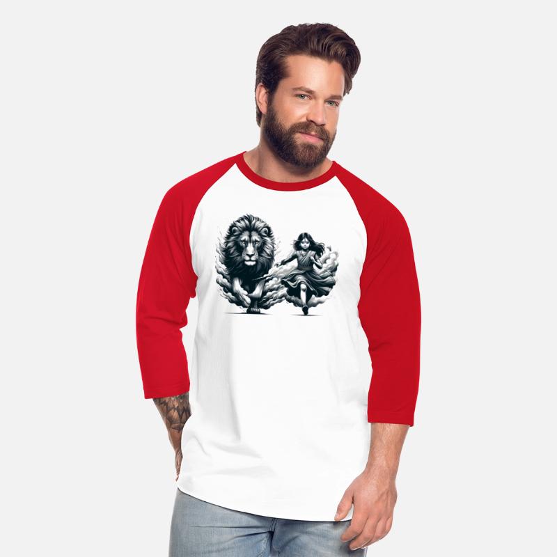 "Graceful Harmony: Girl Running with Lion in Gray